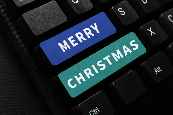 メリークリスマスを示すテキスト記号 イエス キリストの誕生を祝うためのビジネスのアイデア毎年恒例の伝統 — ストック写真