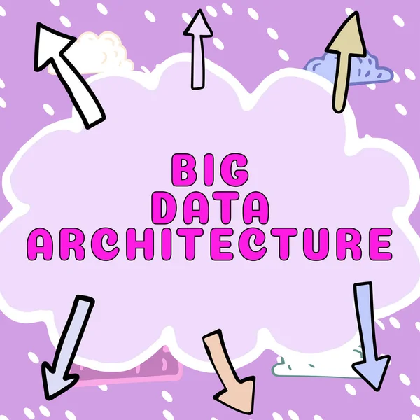 手書きの記号ビッグデータアーキテクチャ あまりにも大規模なデータの分析を処理するために設計された言葉 — ストック写真