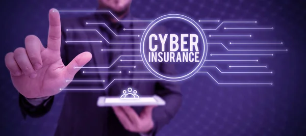 Sinal Texto Mostrando Cyber Insurance Ideia Negócio Proteger Negócios Usuários — Fotografia de Stock