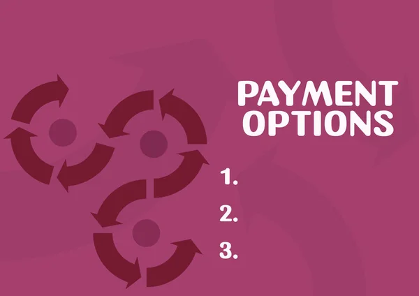 支払いオプションを提示するテキストキャプション 顧客が商品やサービスに支払うことができる方法の言葉 — ストック写真