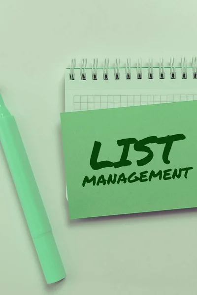 Scrittura Mano Segno List Management Business Panoramica Azienda Individuo Che — Foto Stock