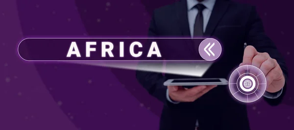 Text Ukazující Inspiraci Afrika Internet Concept Světy Druhý Největší Druhý — Stock fotografie