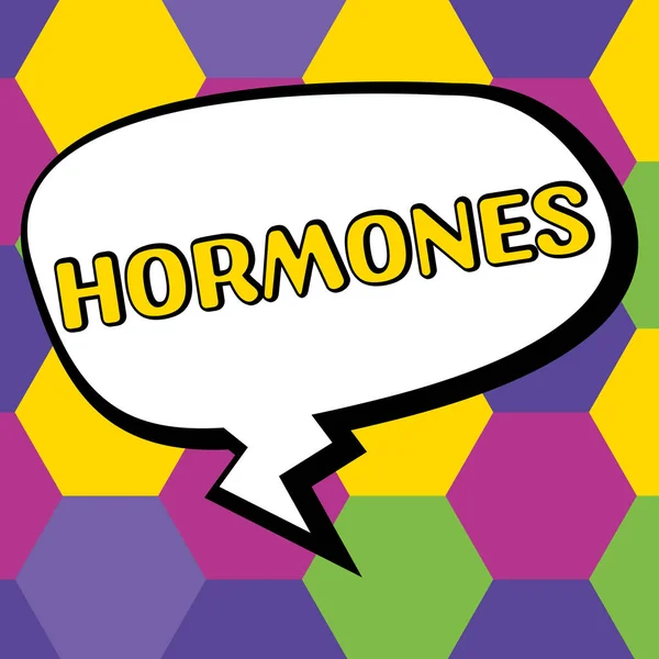 Znak Tekstowy Pokazujący Hormony Konceptualne Zdjęcie Substancji Regulacyjnej Produkowanej Organizmie — Zdjęcie stockowe