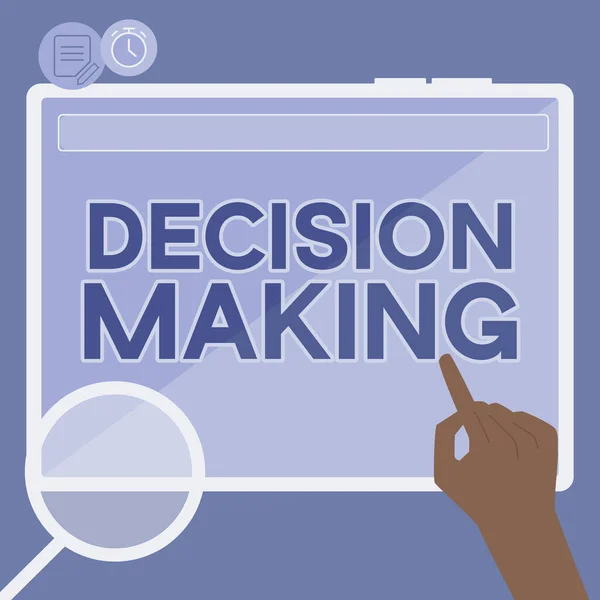 Sinal Texto Mostrando Tomada Decisão Processo Conceito Internet Tomar Decisões — Fotografia de Stock