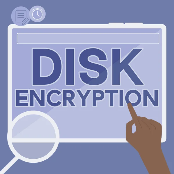 Zápis Zobrazení Textu Šifrování Disku Business Přístup Bezpečnostní Mechanismus Používaný — Stock fotografie