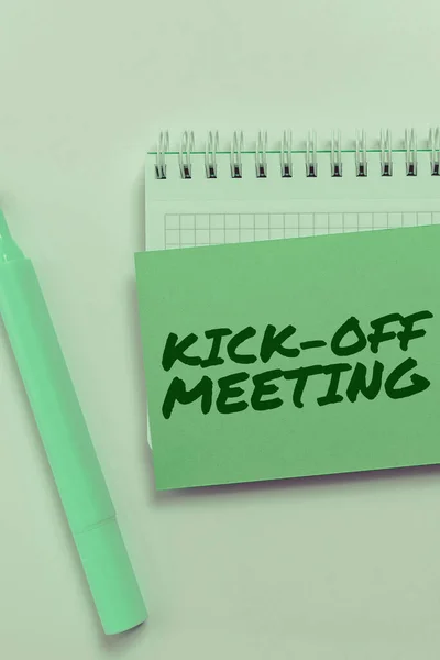 Εγγραφή Εμφάνισης Κειμένου Kick Meeting Επιχειρηματική Ιδέα Πρώτη Συνάντηση Την — Φωτογραφία Αρχείου