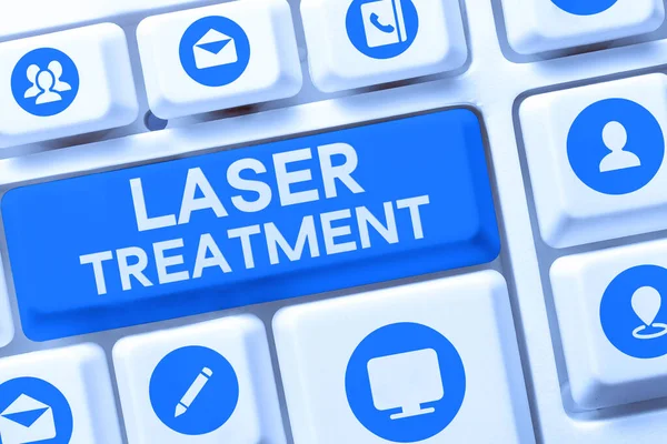 Sinal Escrita Mão Tratamento Laser Foto Conceitual Qualquer Uma Das — Fotografia de Stock