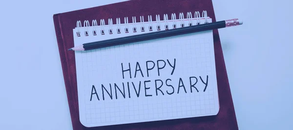 Writing Displaying Text Happy Anniversary Business Showcase Annual Special Milestone — Stock Photo, Image