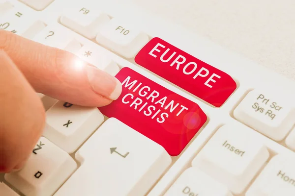 Exhibición Conceptual Crisis Los Migrantes Europa Enfoque Empresarial Crisis Los — Foto de Stock