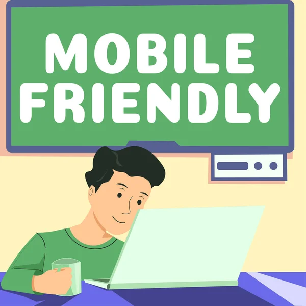 Tekst Pisma Ręcznego Mobile Friendly Concept Znaczenie Strony Internetowej Jest — Zdjęcie stockowe