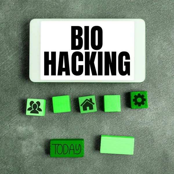 Inspiration Zeigt Zeichen Von Bio Hacking Internet Konzept Das Genetisches — Stockfoto