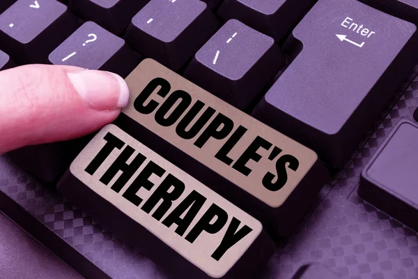 Inspiration Montrant Signe Couple Thérapie Internet Concept Traiter Détresse Relationnelle — Photo