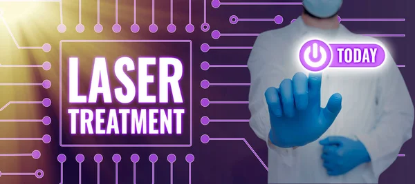 Bildunterschrift Präsentation Der Laserbehandlung Konzeptfotos Verschiedener Medizinischer Und Chirurgischer Techniken — Stockfoto