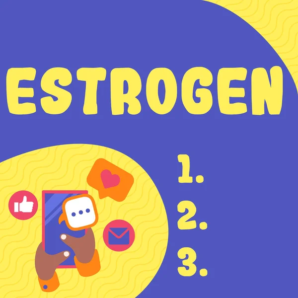 Wyświetlacz Koncepcyjny Estrogen Pomysł Biznes Grupa Hormonów Promuje Rozwój Cech — Zdjęcie stockowe