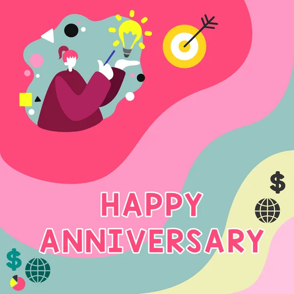 Writing Displaying Text Happy Anniversary Business Approach Annual Special Milestone — Stock Photo, Image