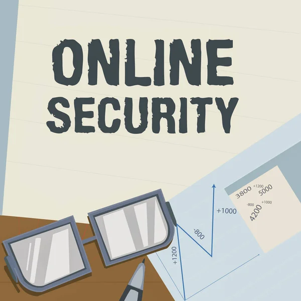 Podpis Tekstowy Przedstawiający Bezpieczeństwo Online Koncepcja Internetowa Akt Zapewnienia Bezpieczeństwa — Zdjęcie stockowe