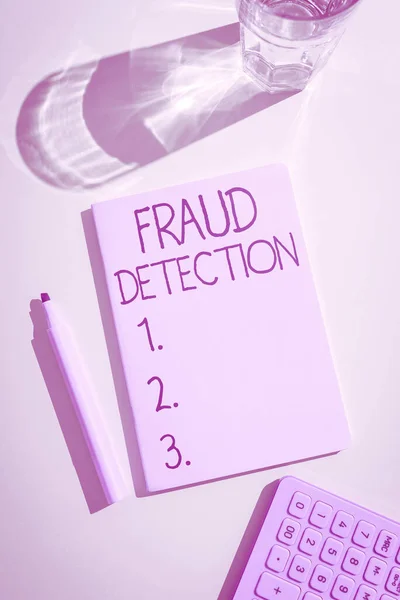 Legenda Texto Que Apresenta Detecção Fraudes Identificação Conceito Negócio Fraude — Fotografia de Stock
