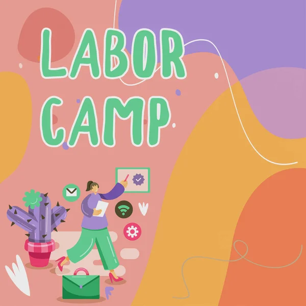 Inspiração Mostrando Sinal Labor Camp Internet Concept Uma Colônia Penal — Fotografia de Stock