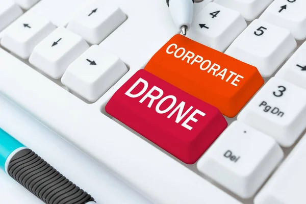 Handschrift Corporate Drone Word Written Unmanned Aerial Vehicles Used Monitor — Stockfoto
