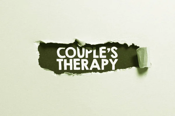 Sinal Exibindo Terapia Casal Conceito Internet Tratar Angústia Relacionamento Para — Fotografia de Stock