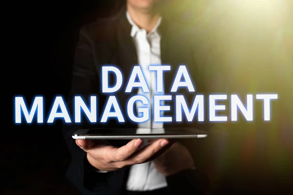 Logga Med Datahantering Affärsidé Discipliner Relaterade Till Hantering Data Som — Stockfoto