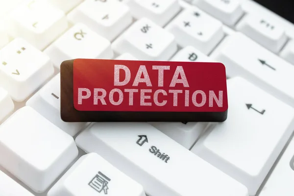 Sinal Escrita Manual Proteção Dados Visão Geral Negócio Controle Legal — Fotografia de Stock