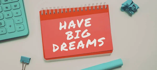 Вдохновение Показ Знака Большие Мечты Слово Будущих Амбиций Желание Мотивации — стоковое фото