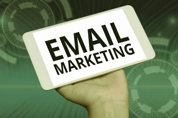 Texto Presentando Email Marketing Palabra Escrito Acto Enviar Mensaje Comercial — Foto de Stock