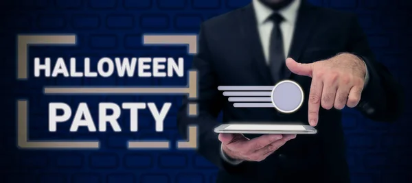 Handschrift Zeichen Halloween Party Konzeptfoto Vorabend Des Westlichen Christlichen Festes — Stockfoto
