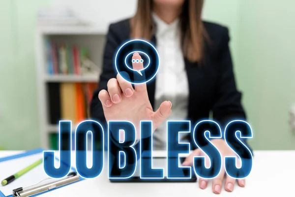 Legenda Texto Apresentando Jobless Business Showcase Desempregados Procura Recrutamento Trabalho — Fotografia de Stock