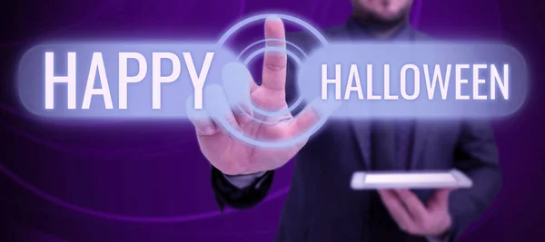 Tekst Bijschrift Presenteren Happy Halloween Business Idee Avond Voor Christelijke — Stockfoto