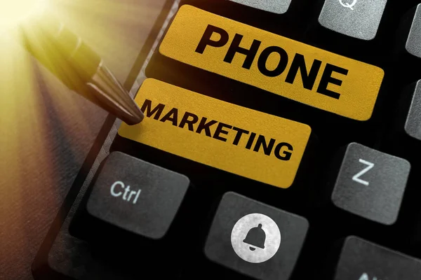 Texto Mano Marketing Telefónico Fotografía Conceptual Promoción Productos Servicios Través —  Fotos de Stock