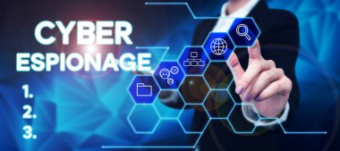 Siber Casusluk 'u gösteren imza, izin almadan bilgi ve sırları elde etmek üzerine yazılmış söz.