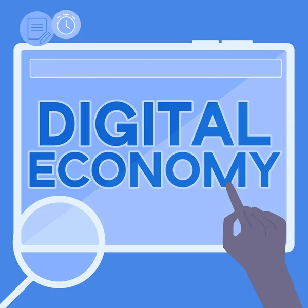 Inspiration Zeigt Zeichen Der Digitalen Wirtschaft Konzept Bedeutet Wirtschaftliche Aktivitäten — Stockfoto