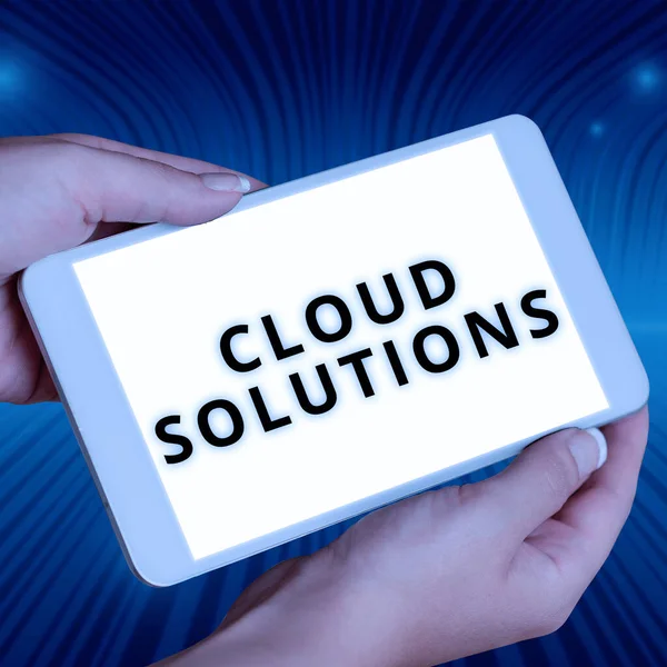 Text Caption Presenting Cloud Solutions Business Showcase Ondemand Services Resources — Stock Photo, Image