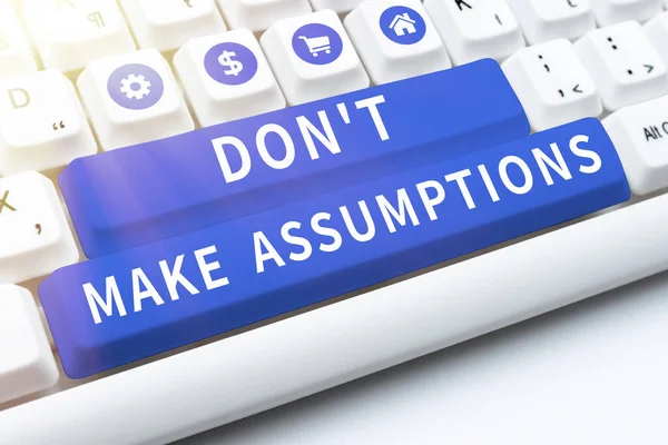 Text Zobrazující Inspiraci Don Make Assumptions Business Overview Nepřijímejte Něco — Stock fotografie