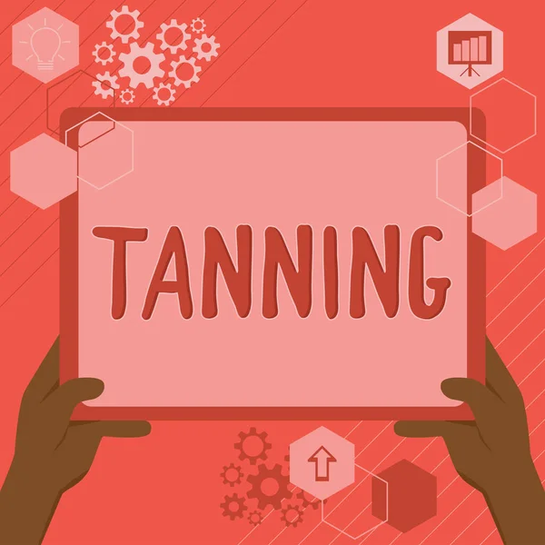 Text Som Visar Inspiration Tanning Word Skrivet Naturlig Mörkfärgning Scin — Stockfoto