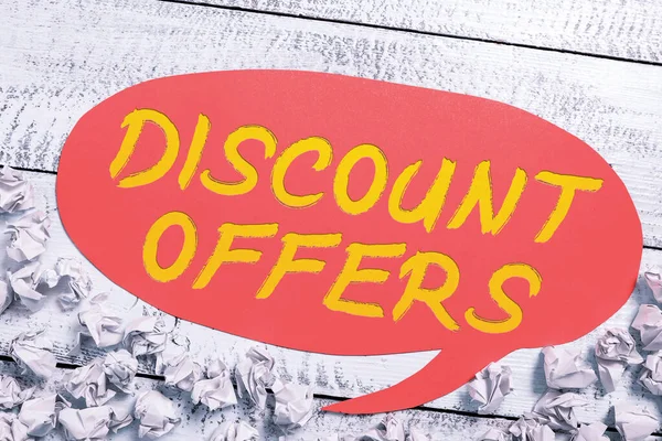 Sign displaying Discount Offers. Business idea amount or ...