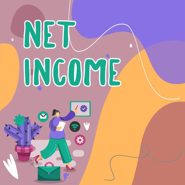 Conceptuele Weergave Netto Inkomen Bedrijf Idee Van Resterende Bruto Inkomsten — Stockfoto