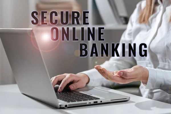 Konceptuální Titulek Bezpečné Online Bankovnictví Word Pro Bezpečný Způsob Správy — Stock fotografie