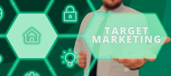 Sinal Texto Mostrando Target Marketing Foto Conceitual Segmentação Mercado Público — Fotografia de Stock