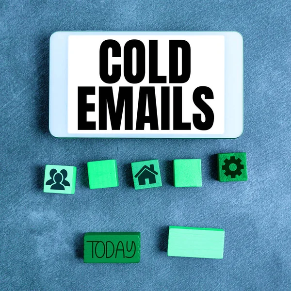 Έμπνευση Που Δείχνει Σημάδι Cold Emails Εννοιολογική Φωτογραφία Αυτόκλητο Μήνυμα — Φωτογραφία Αρχείου