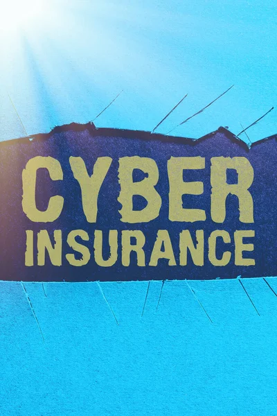 Psaní Textu Kybernetické Pojištění Obchodní Vitrína Chrání Podnikání Uživatele Před — Stock fotografie