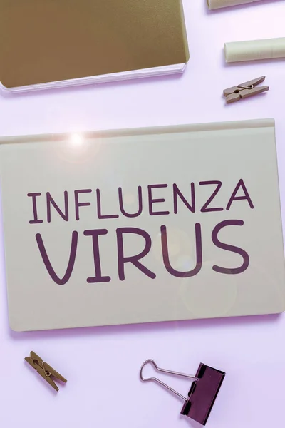Influenza Vírust Mutató Szöveges Jel Fogalom Amely Influenzavírus Által Okozott — Stock Fotó