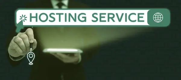 Inspiráció Mutató Jel Hosting Service Üzleti Ötlet Nyújt Szolgáltatásokat Honlapon — Stock Fotó