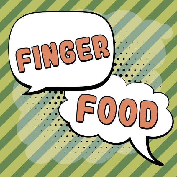 Zeichen Für Finger Food Konzept Für Produkte Und Verdauungsmittel Das — Stockfoto