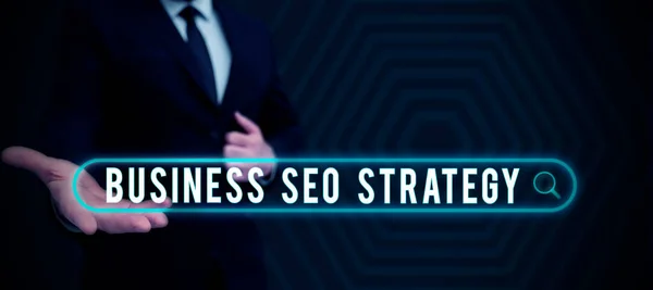 Légende Texte Présentant Business Seo Strategy Word Pour Optimisation Site — Photo