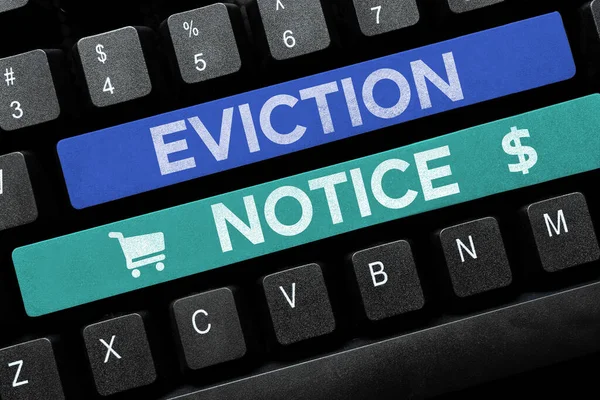stock image Text showing inspiration Eviction Notice, Business idea an advance notice that someone must leave a property