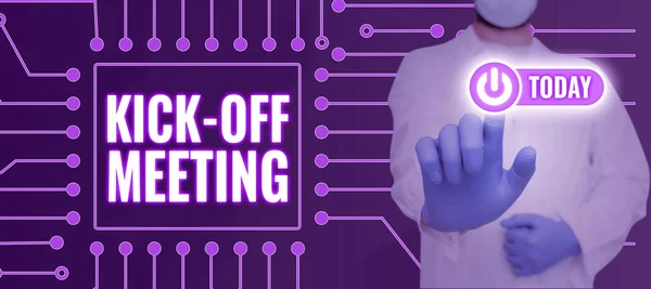 Teken Kick Meeting Business Aanpak Eerste Ontmoeting Met Het Projectteam — Stockfoto