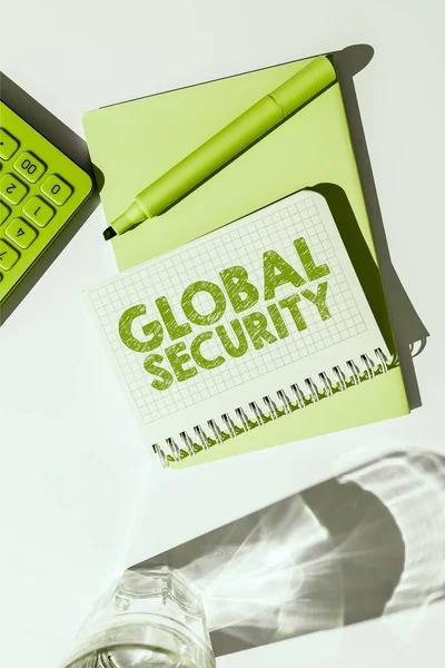 Logga Som Visar Global Säkerhet Internet Begreppsskydd För Världen Mot — Stockfoto